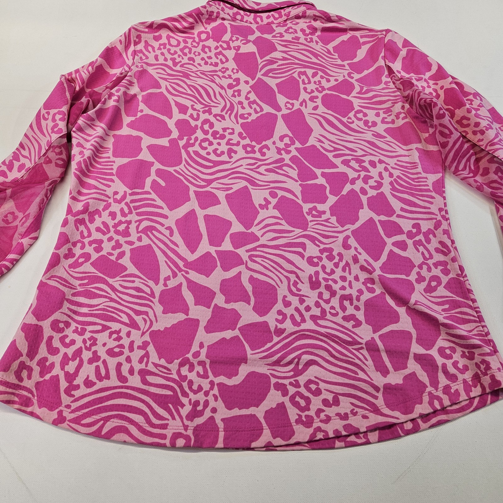 IBKUL Bianca Pink Long Sleeve Mock Neck Zipper Shirt Large 50 SPF Retail  $95 image 8