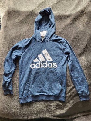 Adidas Hoddie Gr. 152 blau meliert destroyed Logo