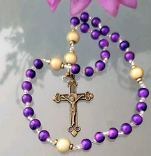 Bronze Crucifix Embossed Double Side Graphics Religious Pendant Rosary