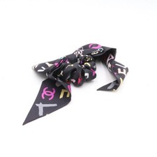 CHANEL Silk Initial CC Logo Ribbon Hair Scrunchie Women's Hairband 152899155