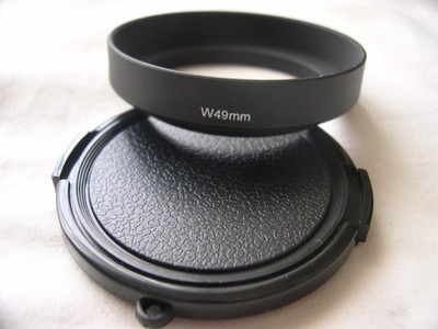 New Metal 49mm Wide Angle Screw-in Lens Hood w/ Cap E49