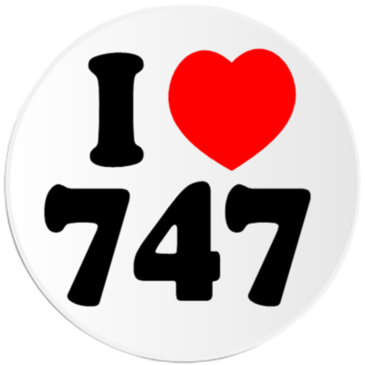 I Love 747 - Circle Sticker Decal 3 Inch - Area Code Los Angeles