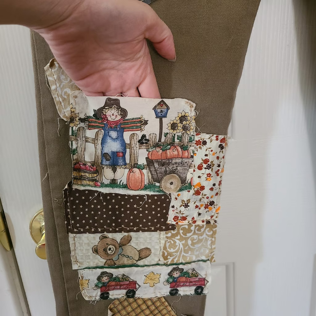 Upcycled Fall Scarecrow Patchwork Jeans Patched B… - image 4