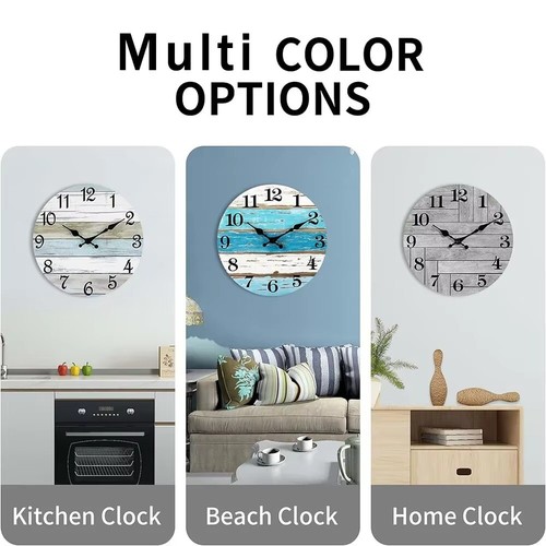 Retro Hanging Wall Decor Clocks Wooden 3D Hanging Clock Home Decor - Picture 9 of 23