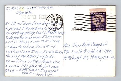 RPPC The Indian - Camp Chesterfield - Chesterfield Indiana c1959 Postcard - Picture 2 of 2