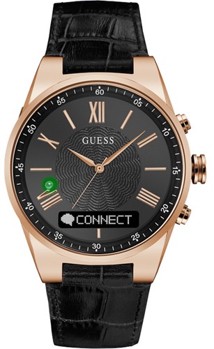 Guess woman watch-connect c0002mb3 black leather | eBay