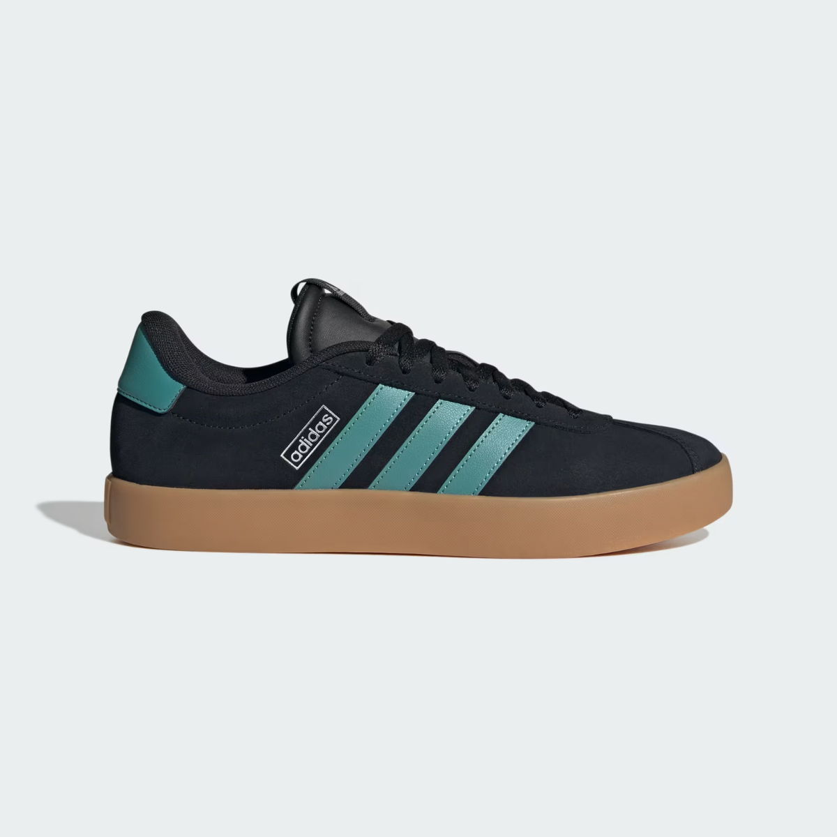 Adidas VL COURT SHOES in Core Black/Powder Teal/Silver Metallic