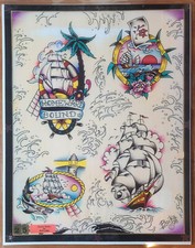 Vintage Traditional Bill Loika Shop Used Tattoo Flash Sheet Sacred Art Chico 19