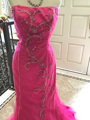 NWT ME PROM by Moonlight Fit & Flare  prom cocktail party dress LIPSTICK PINK 12