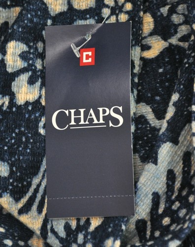 Chaps Sweater Women's Size 2XL Paisley Cowl Neck Blue Cotton Top - Picture 5 of 11