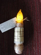 4" Burnt IVORY LED TIMER Taper Candle Primitive  battery operated farmhouse NEW