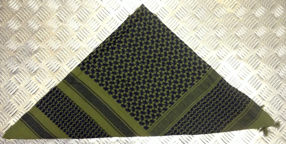 100% 棉 Shemagh / 阿拉伯围巾 / Pashmina / 包裹 / 沙龙。 绿色和黑色 - 全新 — 第 3/4 张图片