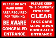 DO NOT PARK HERE / DRIVEWAY ENTRANCE / CONCEALED ENTRANCE signs turning slow