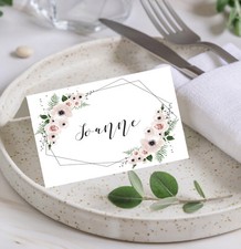 PERSONALISED Place Cards Wedding Name Meal Table Setting Pink Geometric PC15