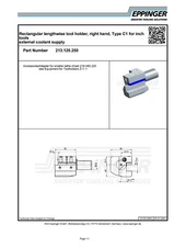 VDI40, Rectangular lengthwise tool holder, right hand, Type C1, 1", 213.120.250