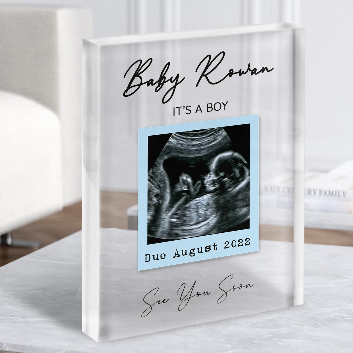 Baby Scan Picture Photo Pregnancy Gender Reveal Boy Keepsake Gift