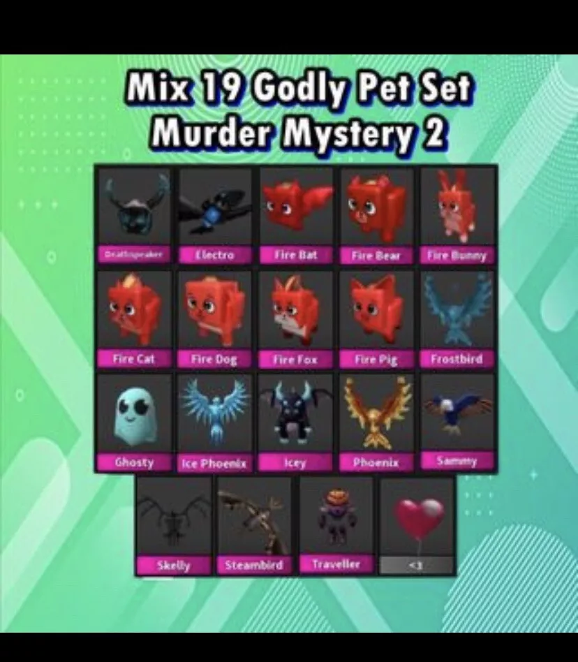 Roblox MM2 Small Set With Pets! 103 Items (Read Description) *Fast