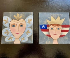 Set Of 2  Hand Painted Little Princess artwork , Adorable