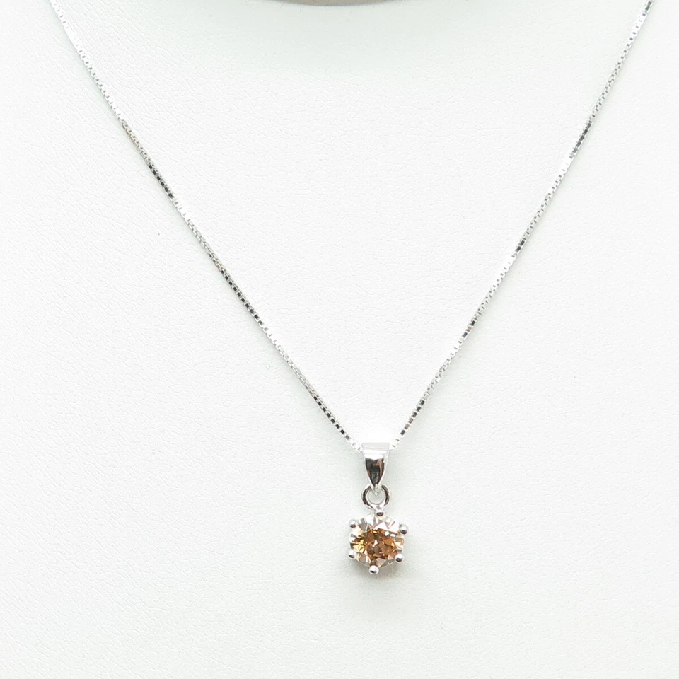 Collar cadena caja cristal champán Swarovski plata de ley 925 16-18" Foto 4 de 4