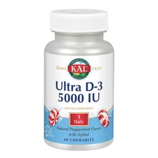 KAL Ultra D3, Chewable, Peppermint (Btl-Plastic) 5000IU 60ct