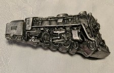 VINTAGE 1970s  STEAM TRAIN ENGINE  RAILROAD COMMEMORATIVE Cutout BELT BUCKLE
