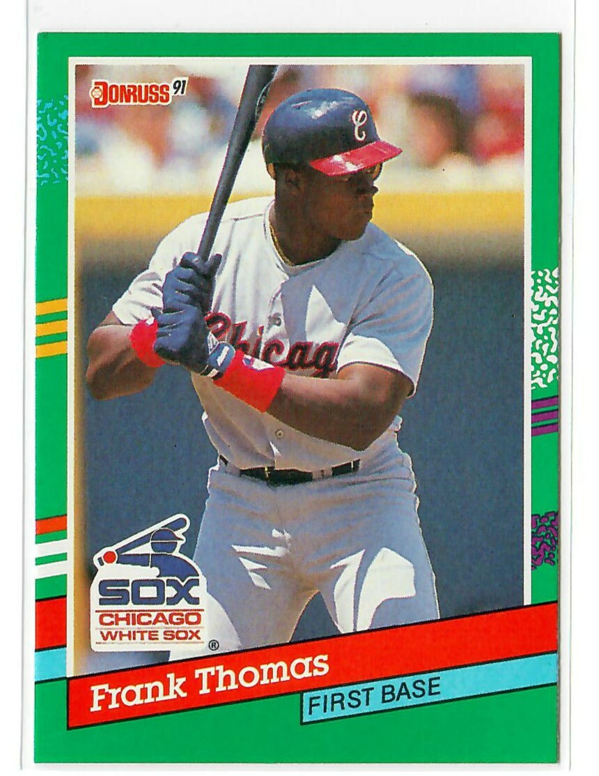 rare frank thomas baseball cards Frank Thomas~**RARE** 1990 *ERROR BACK*Donruss~White Sox~1991~Baseball Card#477