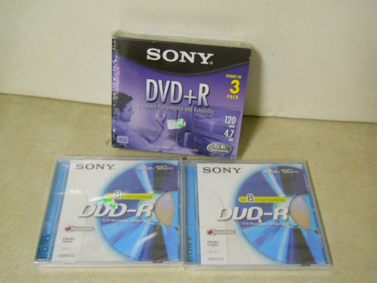 Sony DVD+R 120 Minute 4.7GB 1x-4x Speed 5 Pack New Sealed