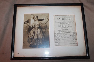 ORIGINAL PHOTO MAURICE & FLORENCE WALTON & CAST LIST ''HANDS UP'' 1915 Mishkin
