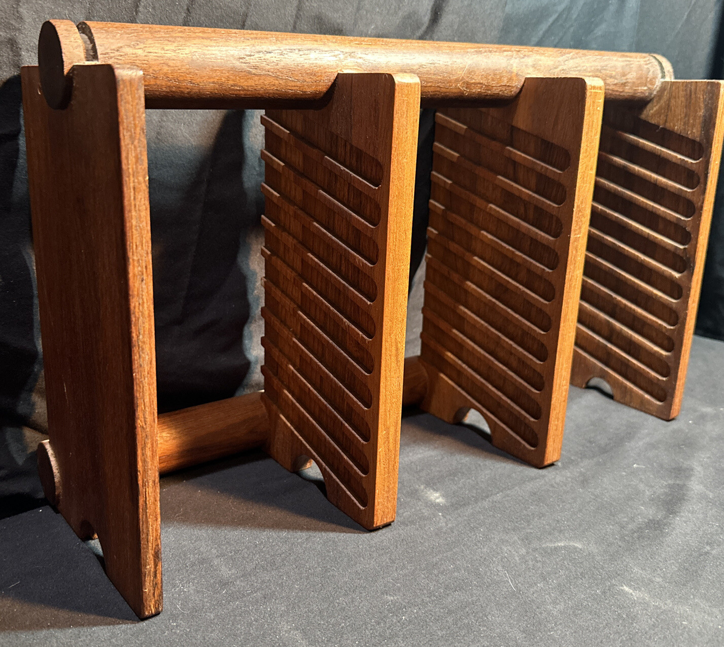 Kalmar Designs Teak Wood Interlocking 30 CD Case Rack Holder Used eBay