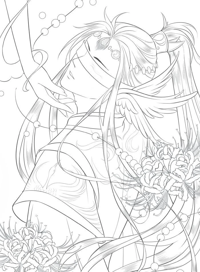 Coloring book for adults kids Chinese line drawing book ancient figure BOOK - Image 2 of 4