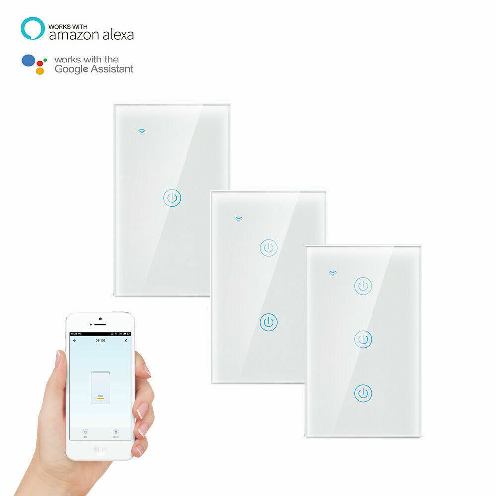 GIRIER Tuya ZigBee Smart Light Switch EU US, Touch Panel Wall Switch 1 2 3 Gang, Works With Alexa Hey Google, Wiring Optional