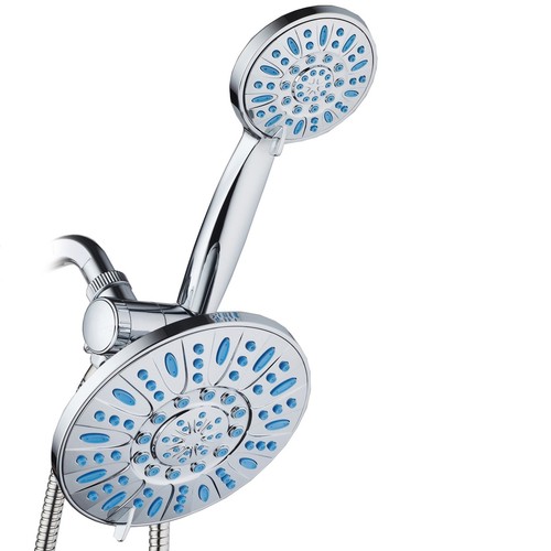 AquaDance 7" High-Pressure Blue Antimicrobial 30-setting Rain Shower Head Combo - Picture 8 of 9
