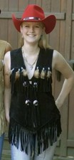 Women Western Style Suede Leather Fringe Vest Native American Fringe Waistcoat