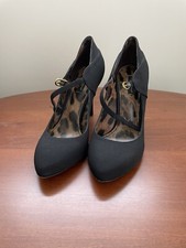 Vintage Dolce & Gabbana IT 39 US 8.5 Black Grosgrain Mary Jane 4” Pumps