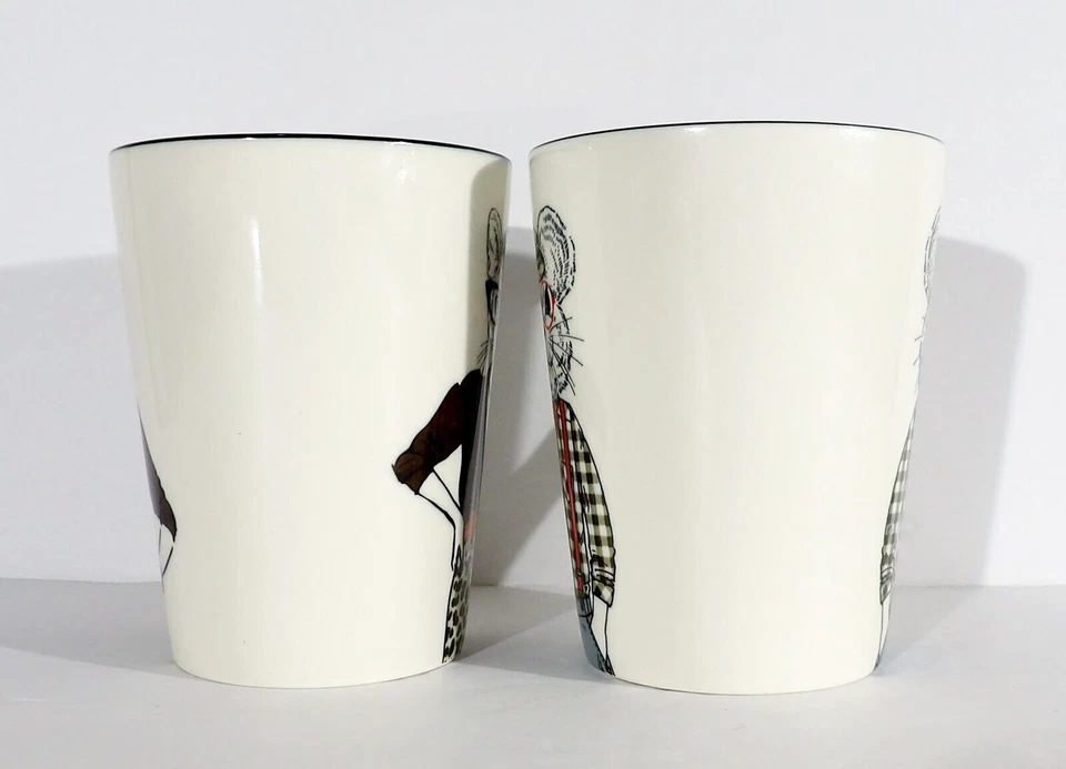 Juego de 2 tazas de café exclusivas para artículos para el hogar animales hipster gato y ratón 16 oz Foto 4 de 4