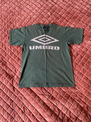 Vintage 90's Umbro Green T-shirt Big White Graphic Made In USA