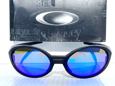NEW Oakley EYE JACKET Matte Black POLARIZED Galaxy BLUE Sunglass