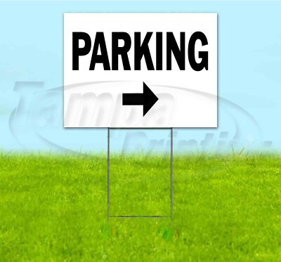 PARKING ARROW 18x24 Yard Sign WITH STAKE Corrugated Bandit DIRECTIONAL
