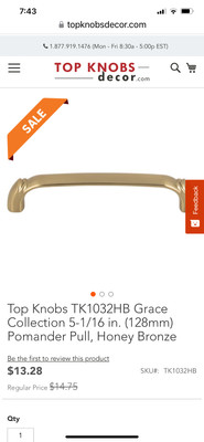 Top knobs cabinet pulls lot of 10 Grace collection