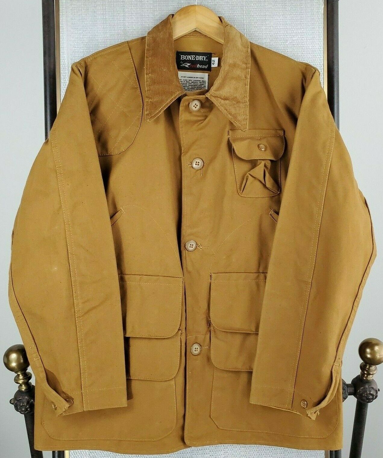 VTG REDHEAD BONE DRY Size 42 Large Mens Canvas Hunting Jacket Game Pouch Coat