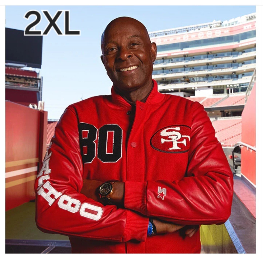 Homage Starter Jerry Rice GOAT Leather Varsity Melton Jacket 2XL