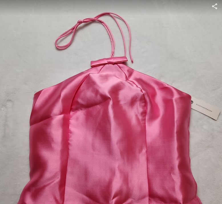New women's M Anthropologie x Hutch bow halter slim mini dress in pink |  eBay