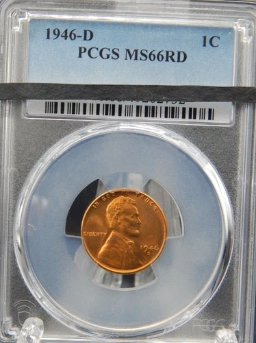 1946-D PCGS MS66 RD RED Lincoln Wheat Back CENT #BT-53