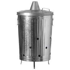 Silver Garden Incinerator Fire Pit 20 Gallon with Handles and Chimney
