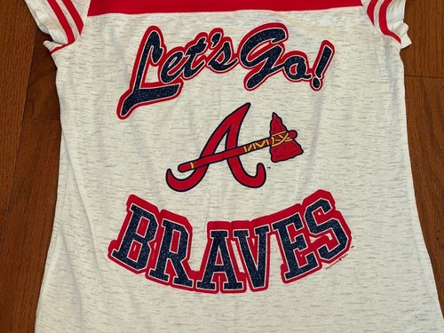 Justice Juniors Girls Red White Blue Let's Go Atlanta Braves Tee Shirt Size 20 - Picture 3 of 11