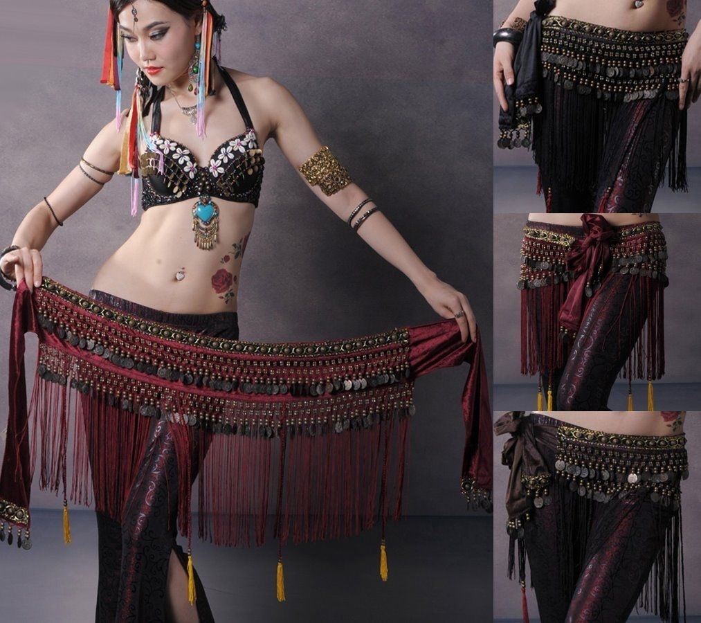 New Belly Dance Freesize Hip Scarf Coin Tribal Costume  display picture 3