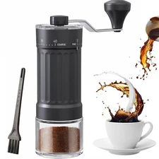 Manual Coffee Grinder with 40 External Adjustments, 30g Capacity Hand-Crank B...