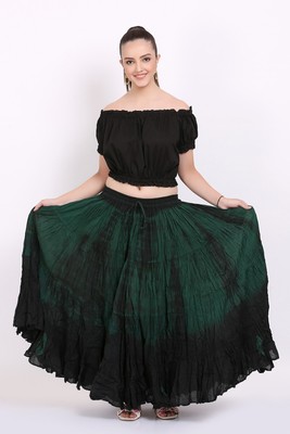 Indiantrend 25 Yard Spainish Belly Dance Skirt Green Tie Dye