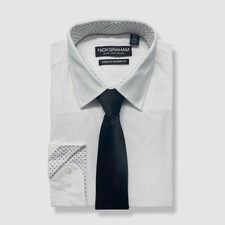  75 Nick Graham Men's White Modern Stretch Dress Shirt Size 14.5-15 32/33