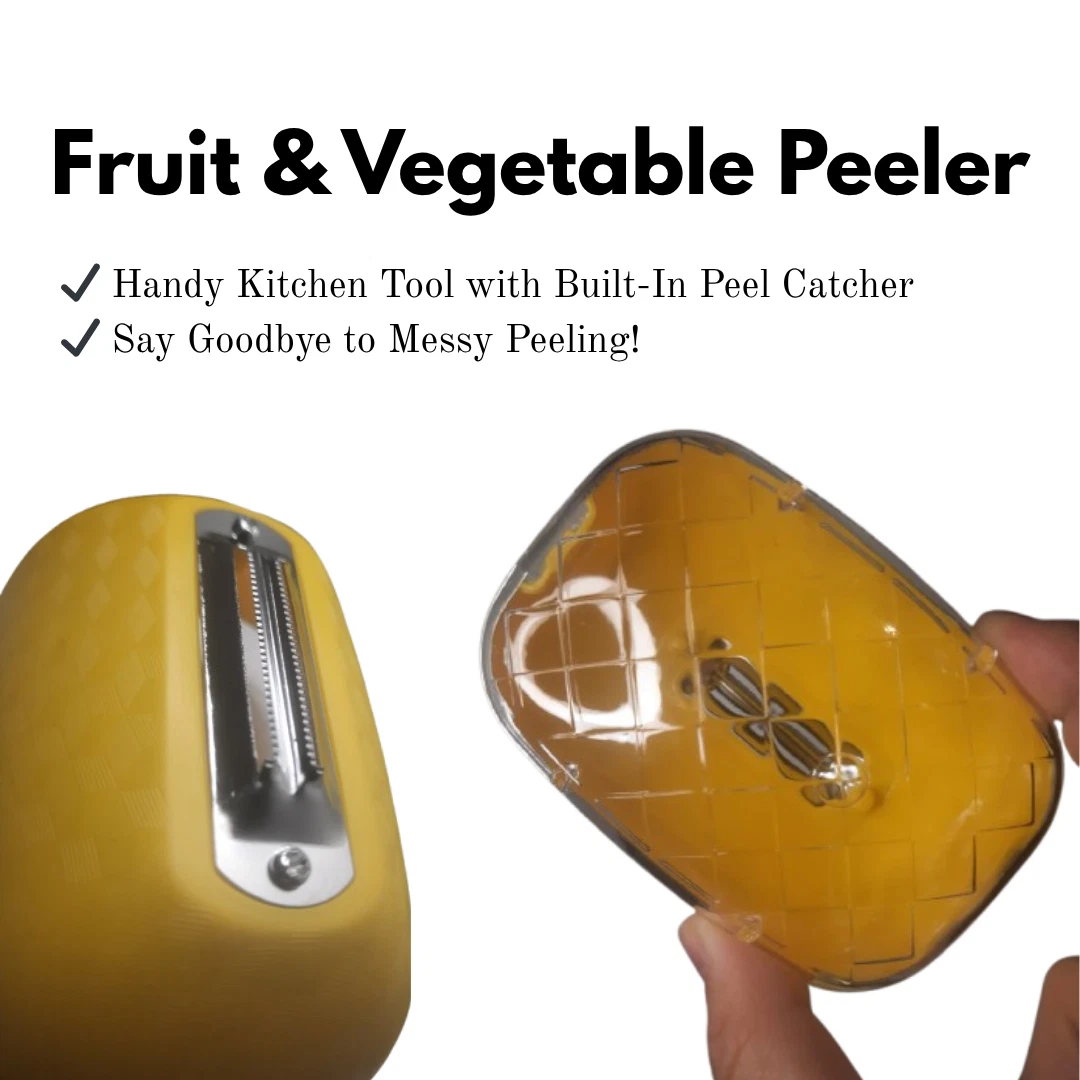 Fruit & Vegetable Peeler with Peel Container – Compact Portable Kitchen Gadget